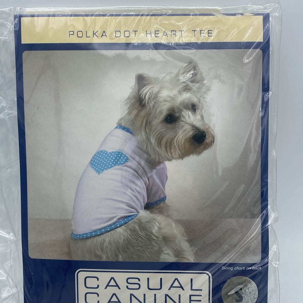 Casual Canine polka dot heart tee Dog pet T shirt sz S - Picture 3 of 7
